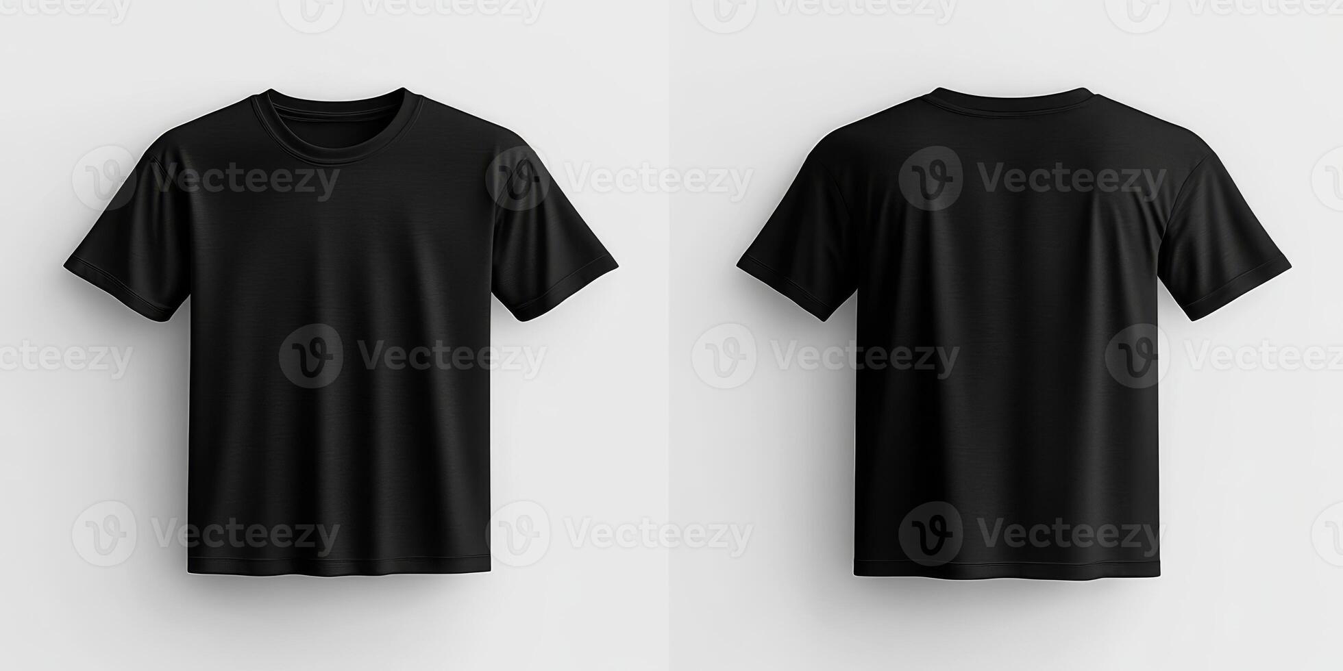 This highquality mockup template provides a detailed view of a blank black tshirt, showcasing both the front and back, which is perfect for printing unique and creative designs effectively photo
