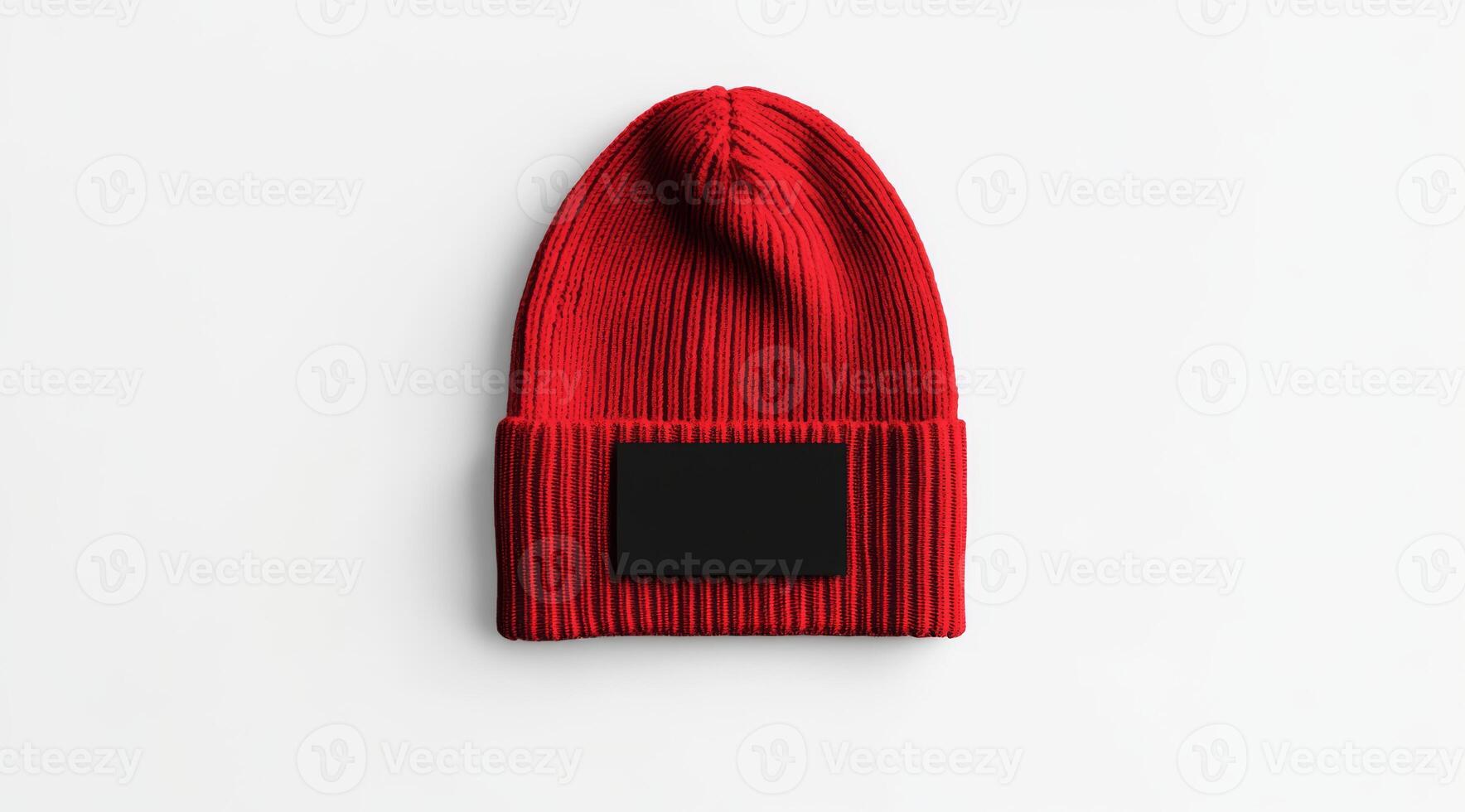 This stylish red knitted beanie features a sleek black unbranded label, making it a musthave accessory for fashion enthusiasts seeking unique, customizable designs that stand out photo