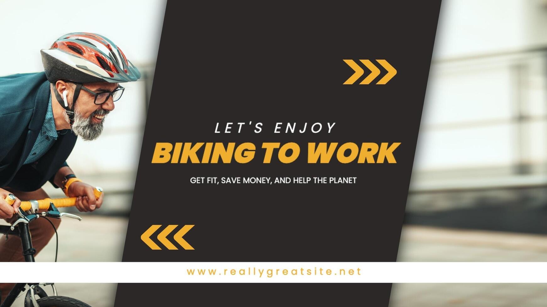 Bike to Work Black and Yellow Mobile Facebook Cover template