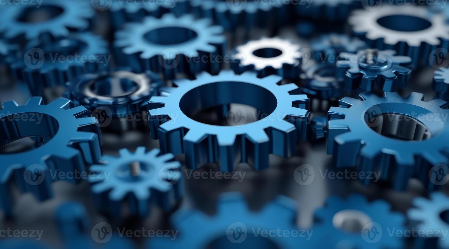 This image provides a detailed view of interlocked blue metal gears, which effectively symbolize teamwork and the importance of precision within machinery and engineering processes photo