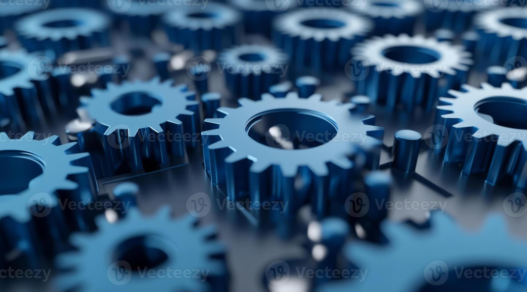 Delve into the captivating and intricate design of interlocked blue metal gears, which serve as a powerful symbol of teamwork and precision in the world of machinery and mechanical engineering photo