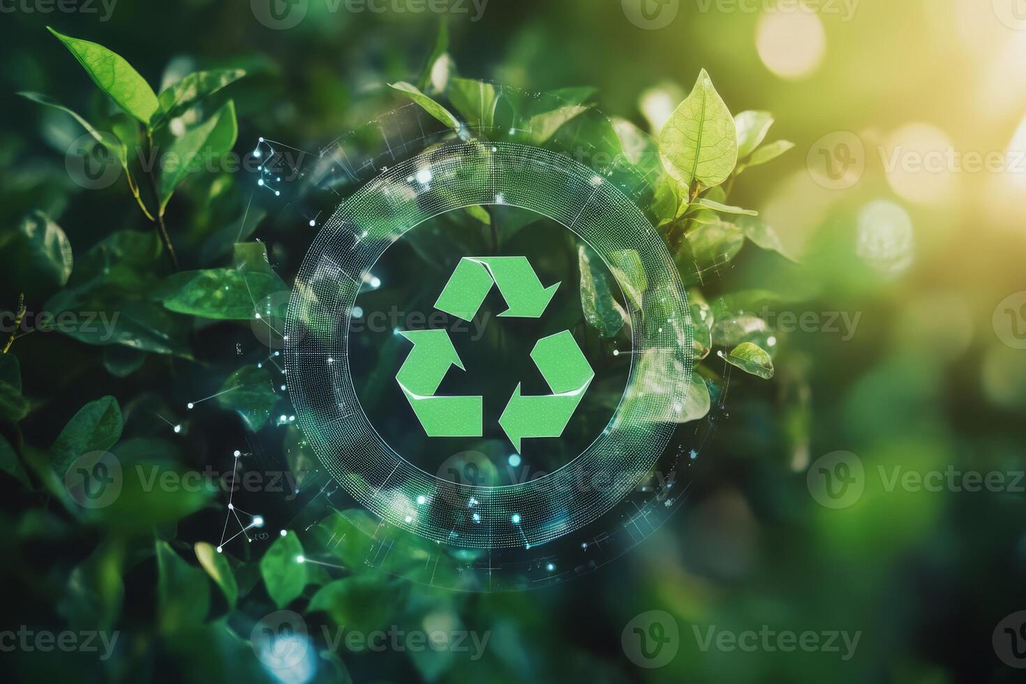 This visual illustrates the circular economy, highlighting the importance of reusing and recycling renewable resources for longterm environmental sustainability and harmony with nature photo