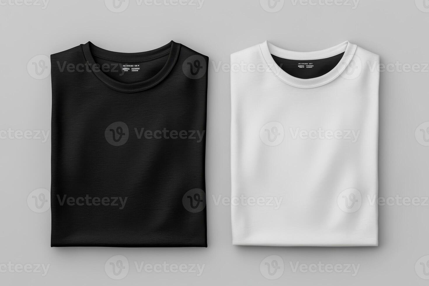This detailed mockup effectively showcases an appealing stack of neatly folded black and white tshirts, which is ideal for effectively displaying your unique and creative apparel designs photo