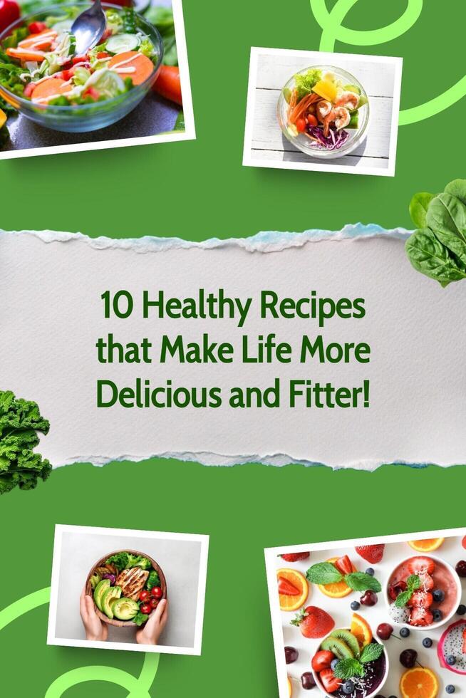 green minimalist healthy food recipe pinterest pin cover template