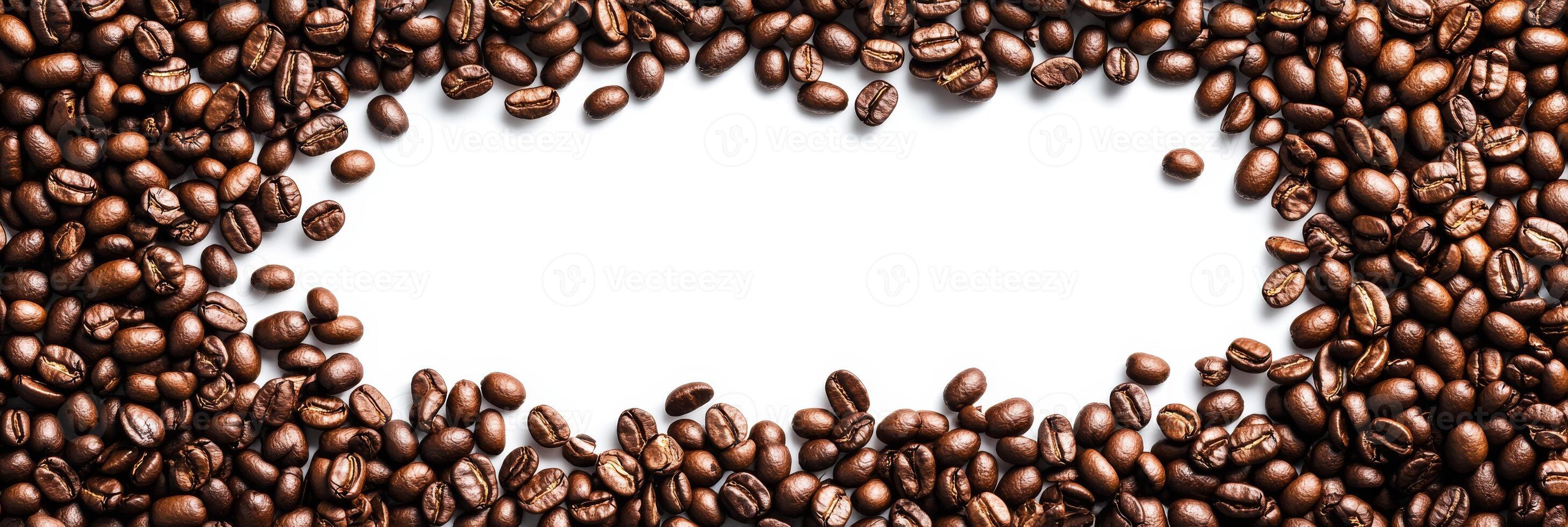 This captivating image features a beautifully arranged collection of coffee beans around an empty center, perfect for adding your personalized text or branding for coffee products or services photo