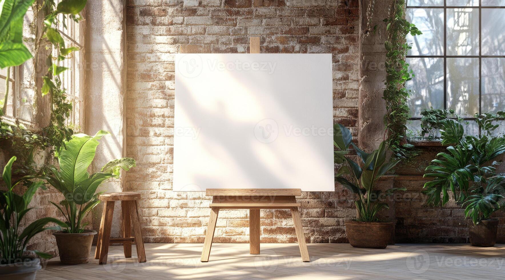 Envision a spacious loft with large windows and clean white walls, offering a canvas for innovative designs that inspire creativity and collaboration in a stylish, modern, minimalist setting photo