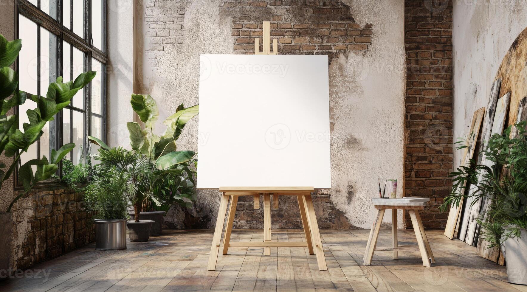 This spacious loft features floortoceiling windows for natural light, pristine white walls for an immaculate backdrop, and an open layout ideal for creative expressions and imagination photo