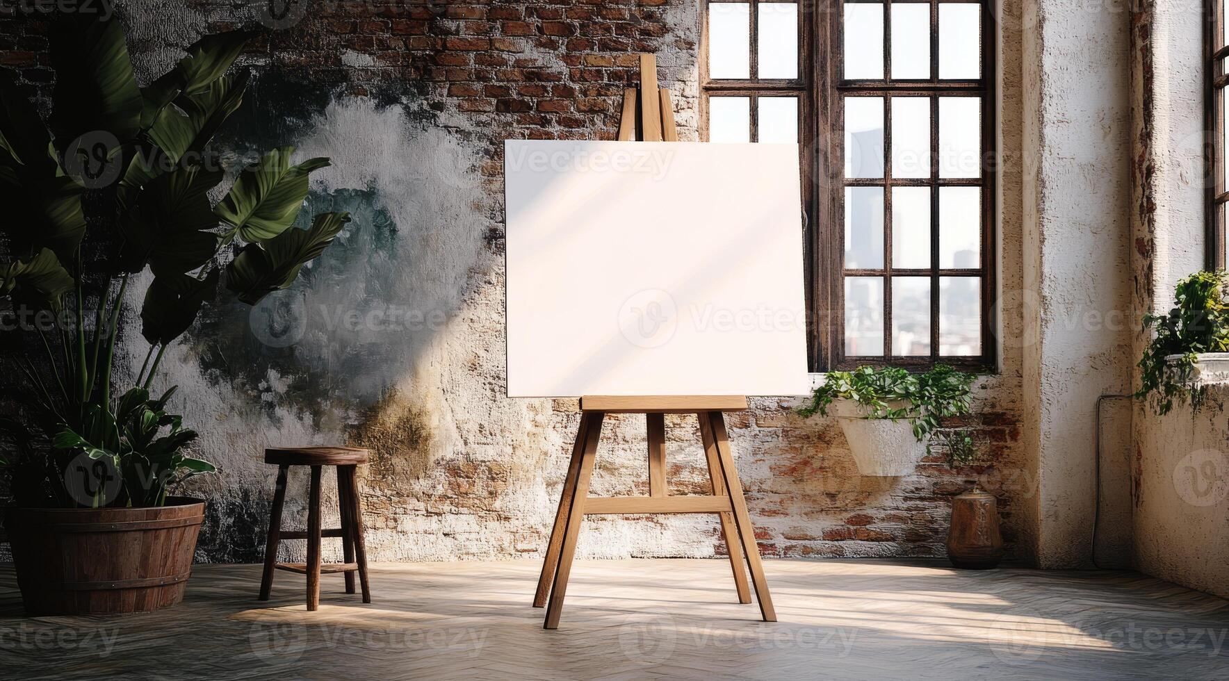 This stunning, spacious loft features oversized windows that let sunlight in, complemented by pristine white walls that create a perfect canvas for art, making it an inspiring workspace photo