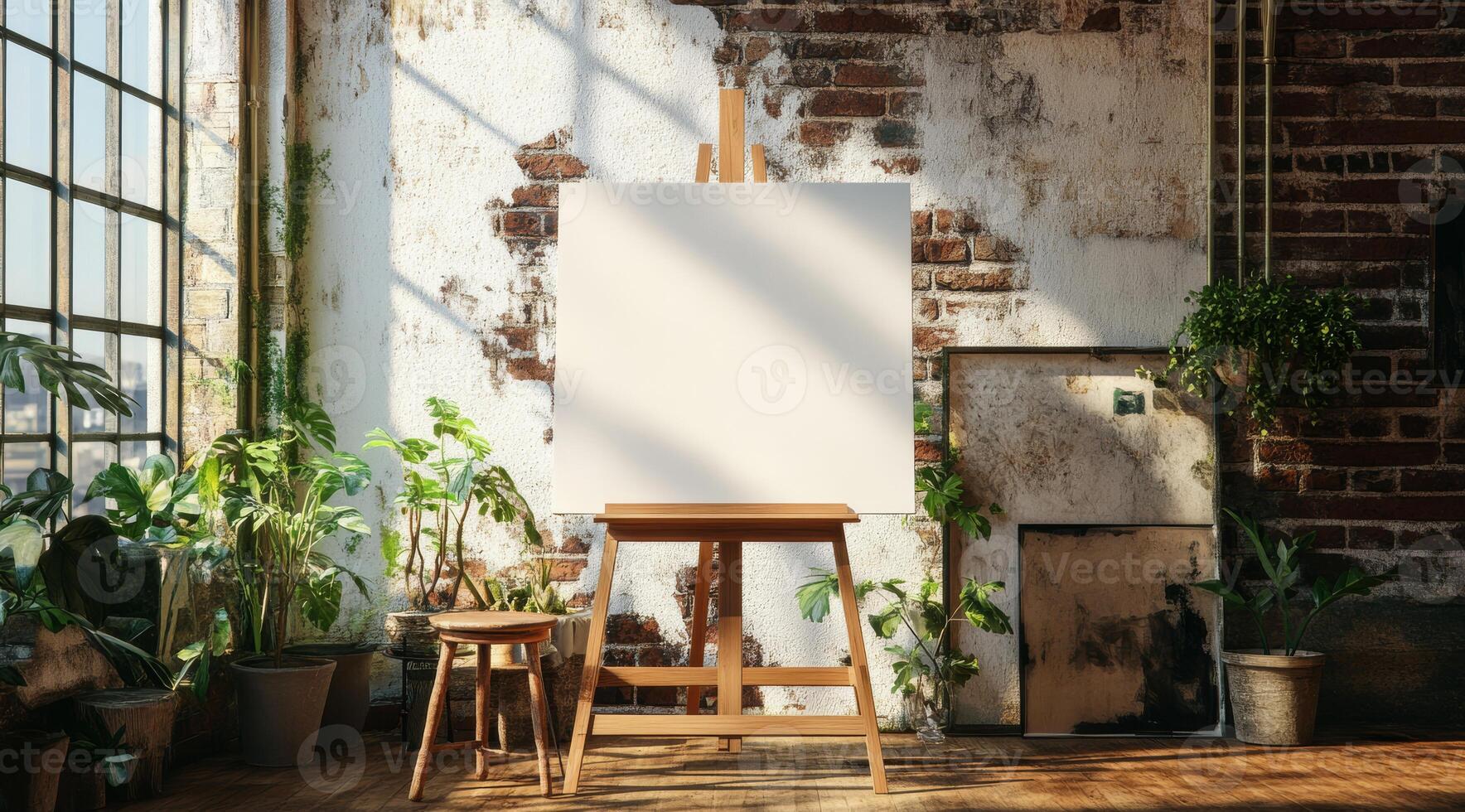 This spacious loft has large windows for natural light, rustic walls for character, and a blank canvas ideal for creative presentations and innovative designs with endless artistic possibilities photo