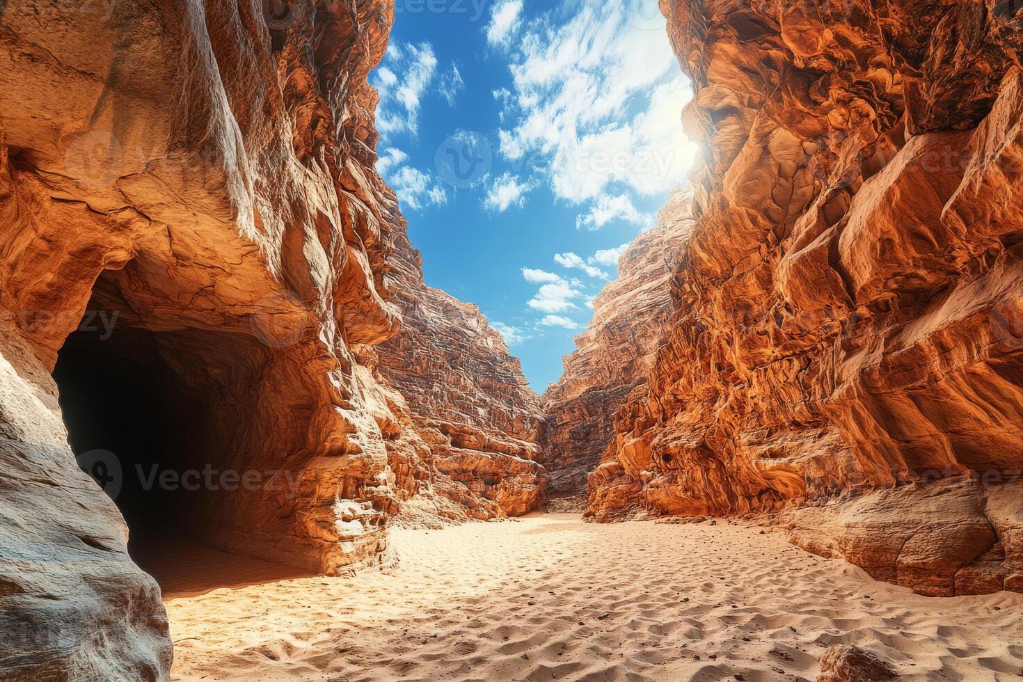 Explore the breathtaking Wadi Disah in Tabuk, Saudi Arabia. Famous for its stunning rock formations and sandy paths, it offers a unique experience for nature lovers and adventure seekers photo