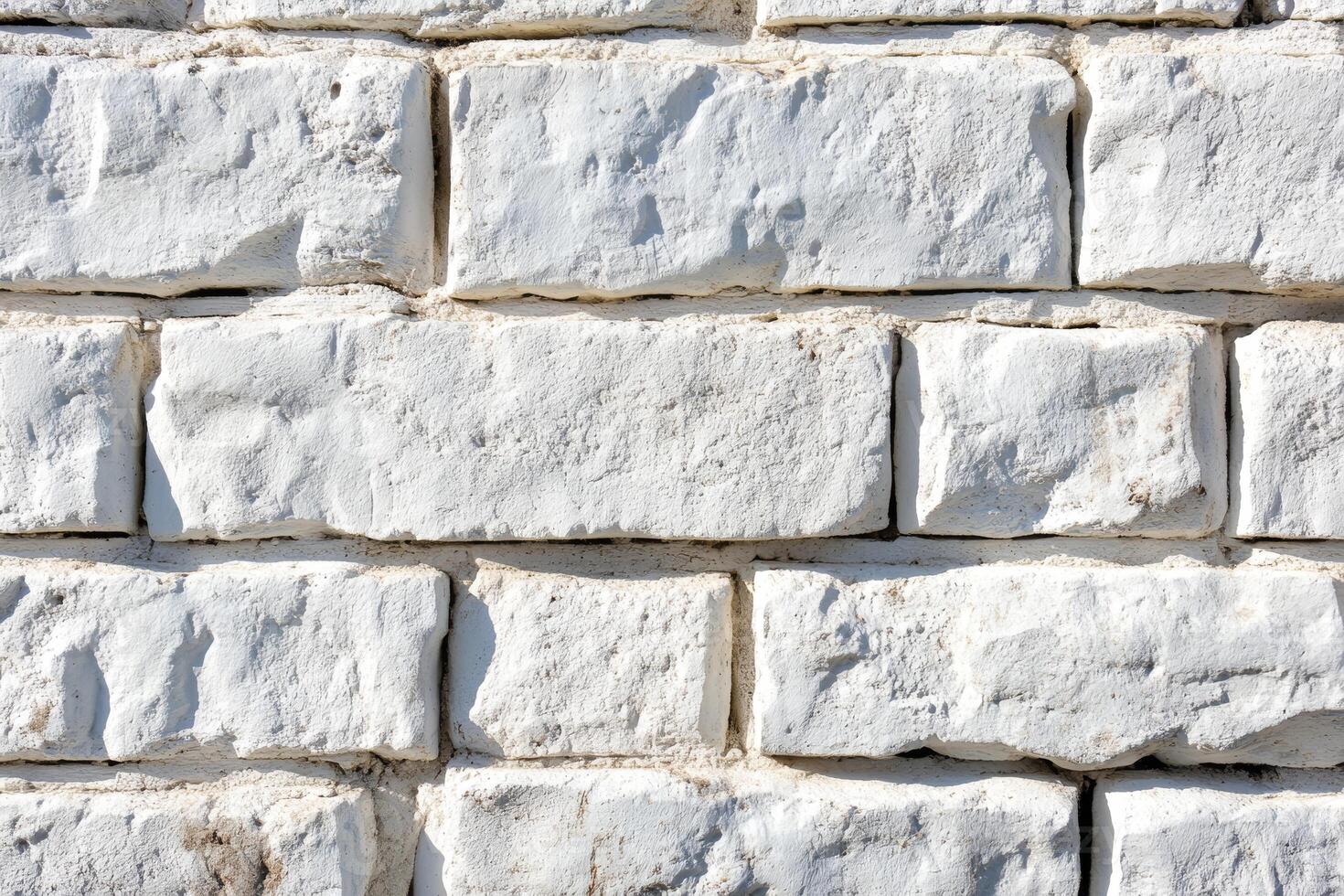A stunning closeup of an immaculate white brick wall showcases its unique textures and shapes, making it an ideal choice for backgrounds or design elements in a variety of creative projects photo