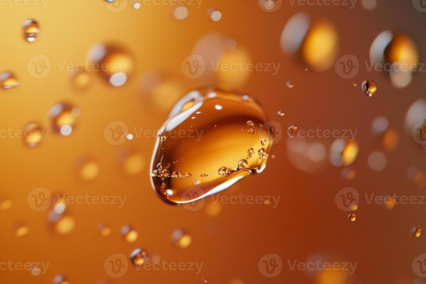 A stunning macro image beautifully showcasing sparkling water droplets against a soft amber backdrop that captivates photo