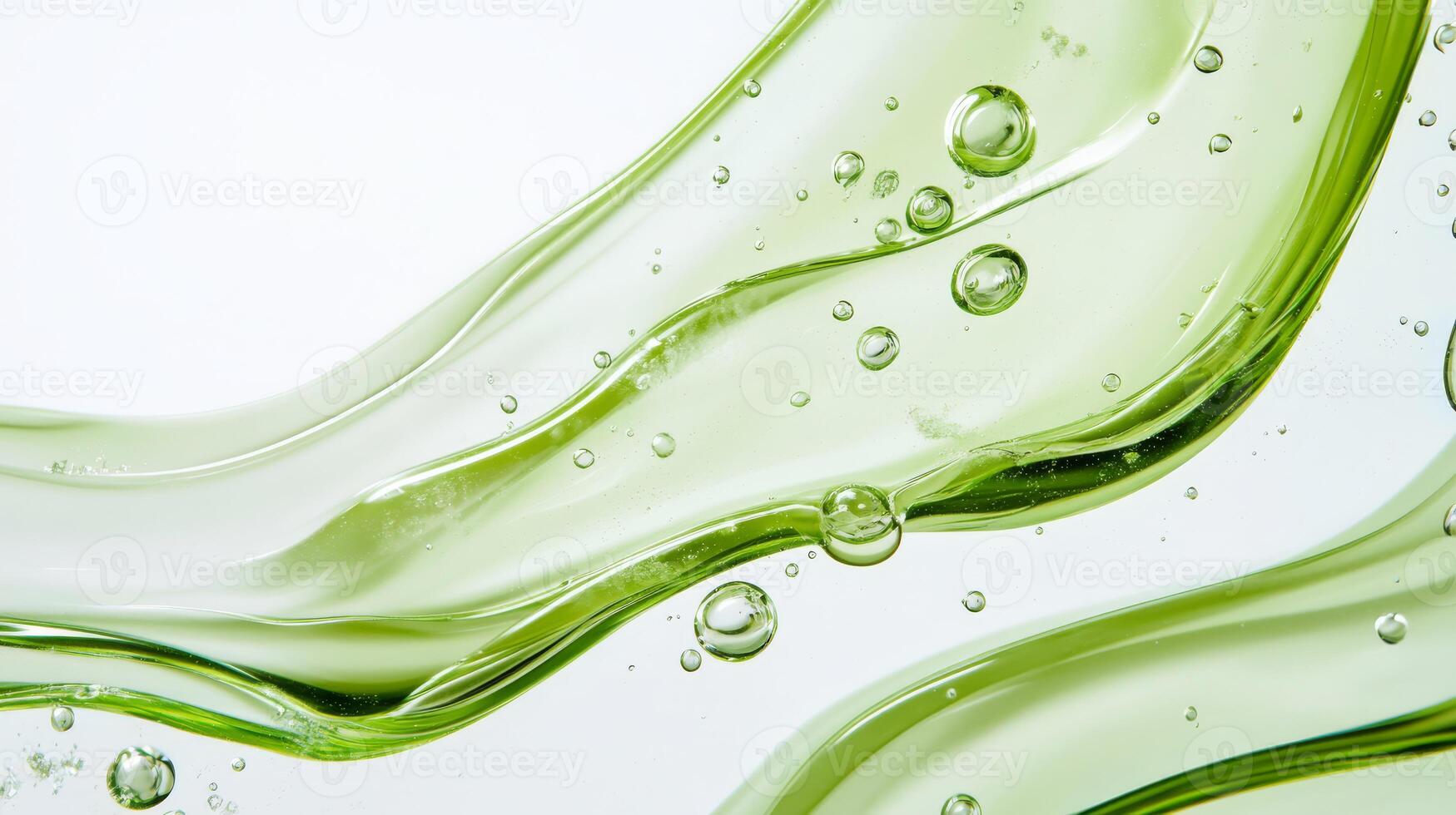 Explore the essence of wellness in this closeup of a vibrant green cosmetic serum, highlighting its natural ingredients and invigorating textures that enhance vitality and rejuvenation photo
