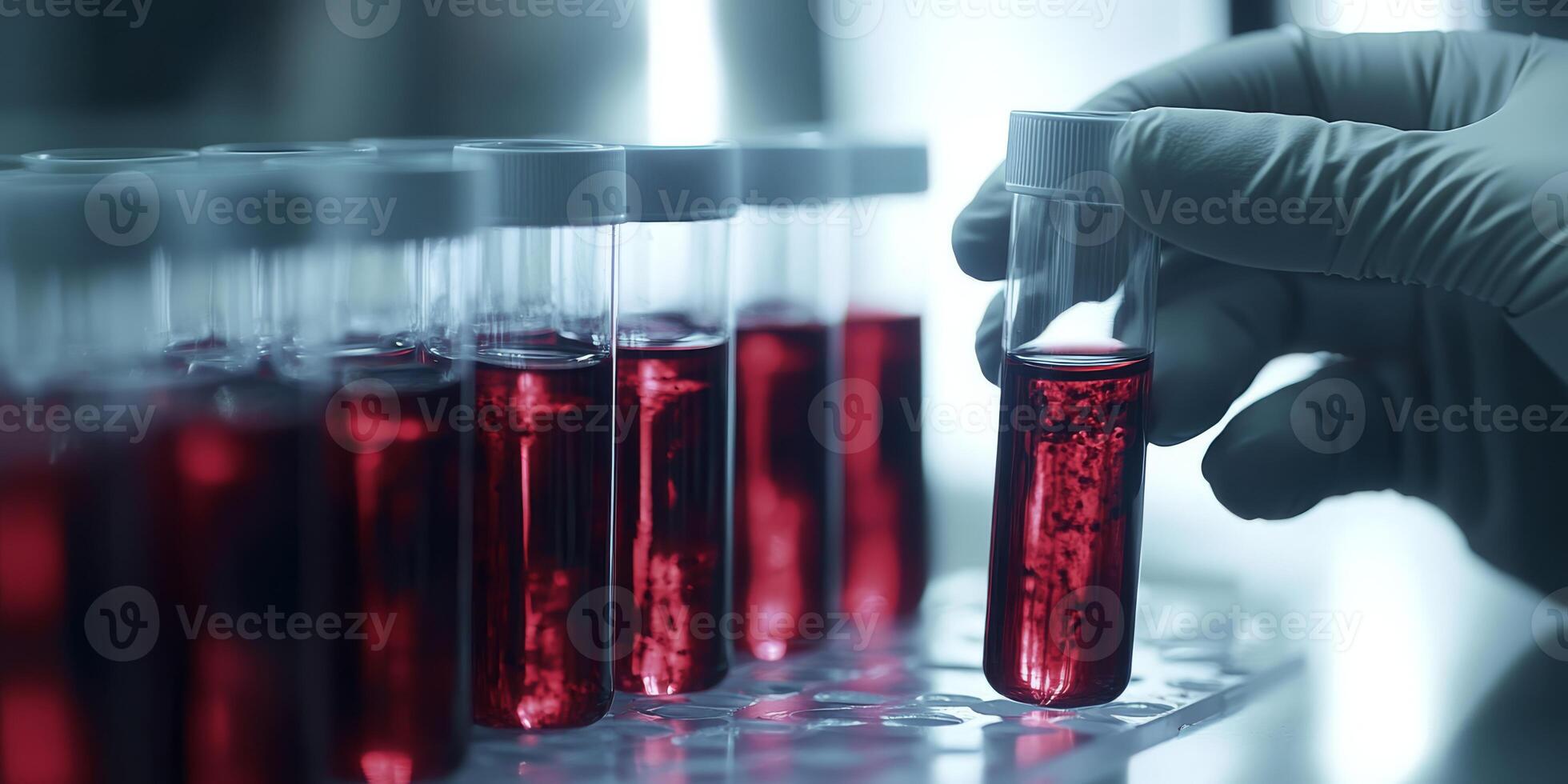 The image shows a lab technician handling blood samples for hemoglobin typing, essential for diagnosing thalassemia and other blood disorders, highlighting the importance of accurate blood analysis photo