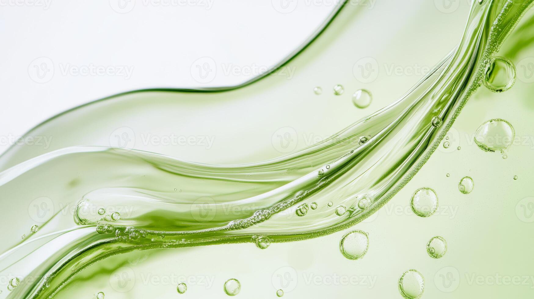 This macro shot showcases a vibrant green serum with iridescent bubbles, symbolizing health and wellness, evoking admiration in the realm of luxury cosmetics and advanced skincare technology photo