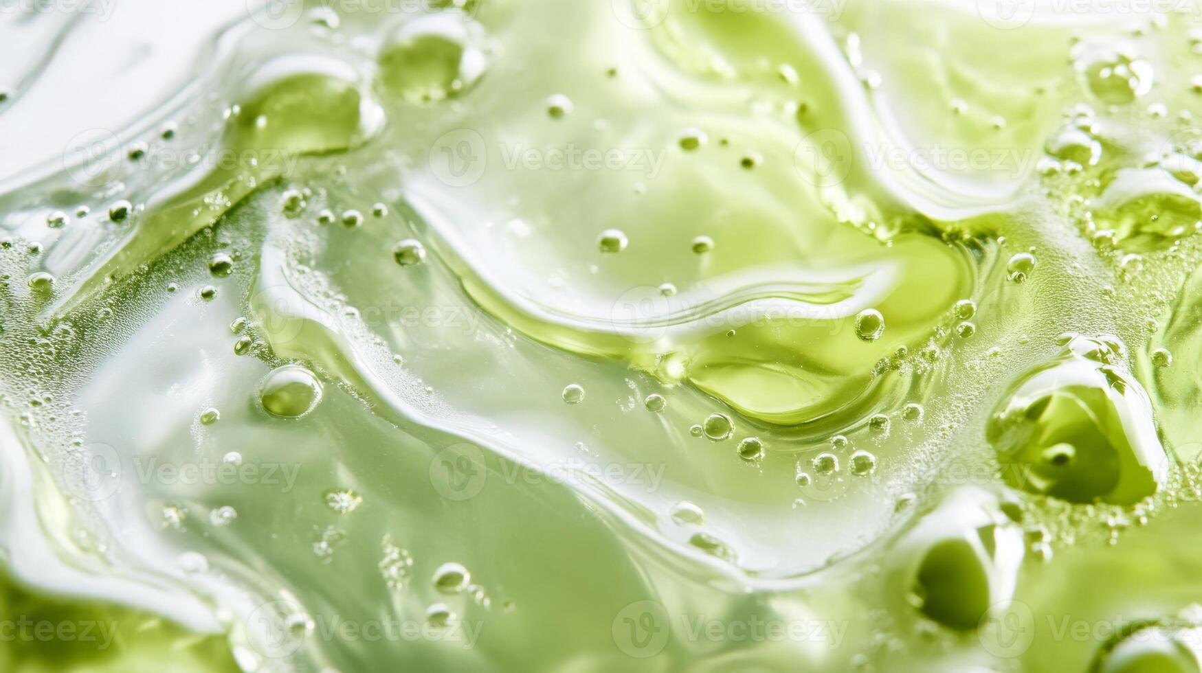 This image showcases a closeup of a vibrant green cosmetic serum with a bubbly texture, emphasizing themes of vitality, wellness, and the benefits of organic skincare for beauty and health photo