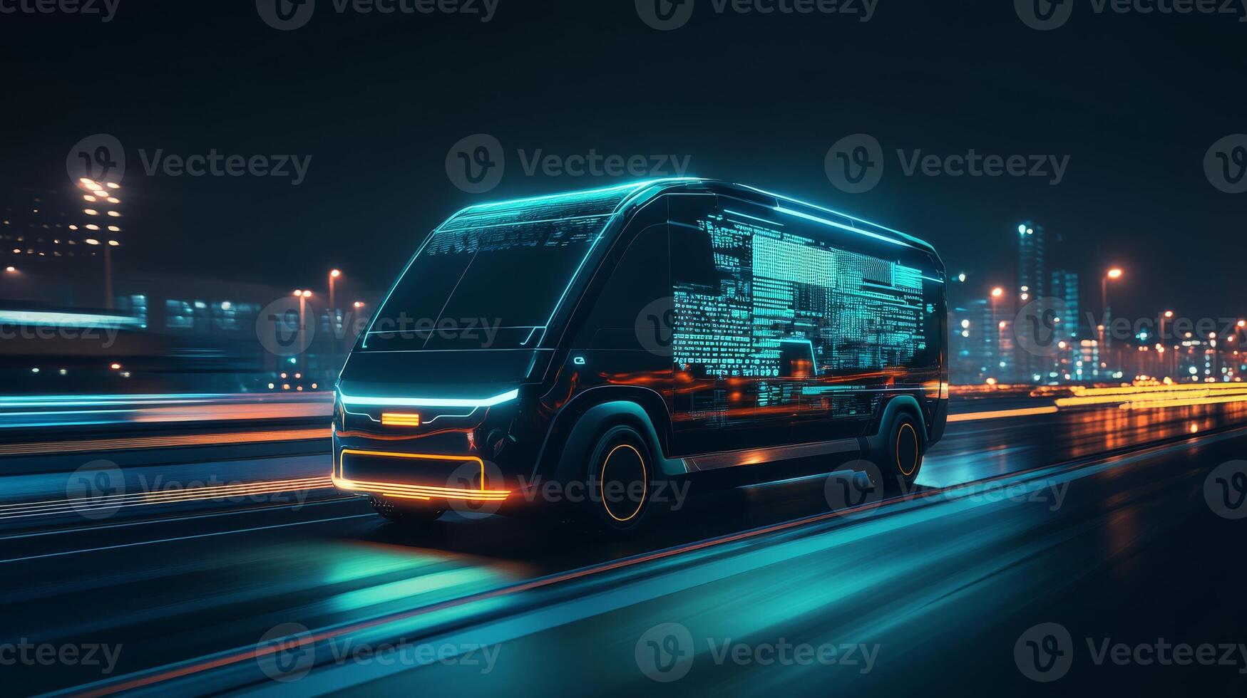 This advanced selfdriving van will revolutionize urban logistics by efficiently delivering packages via a smartphone app that tracks GPS locations in realtime, ensuring fast and reliable service photo