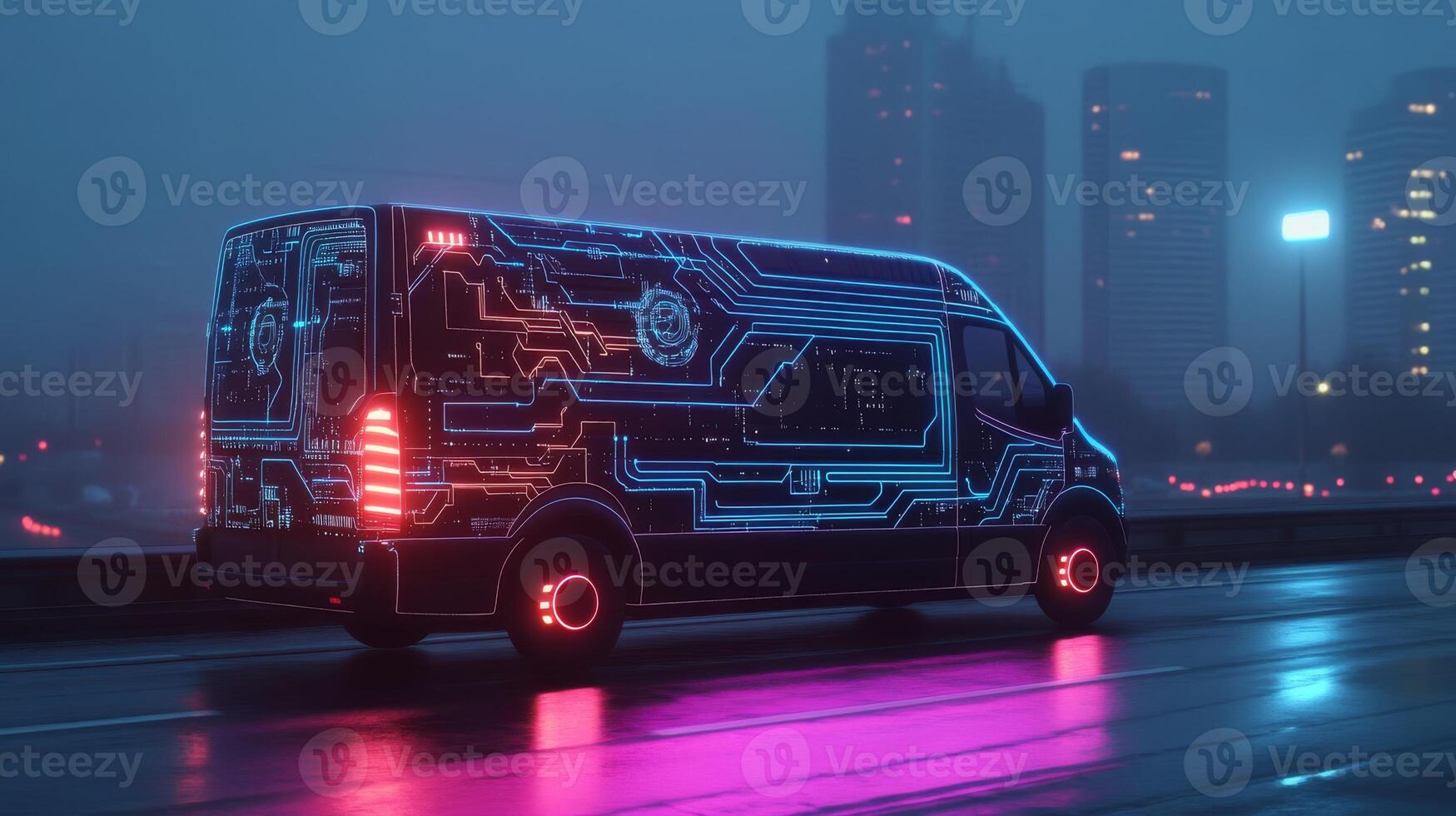 Discover the future of package delivery with an advanced autonomous van featuring GPS technology and a userfriendly app, optimizing deliveries in busy urban areas for smarter logistics photo