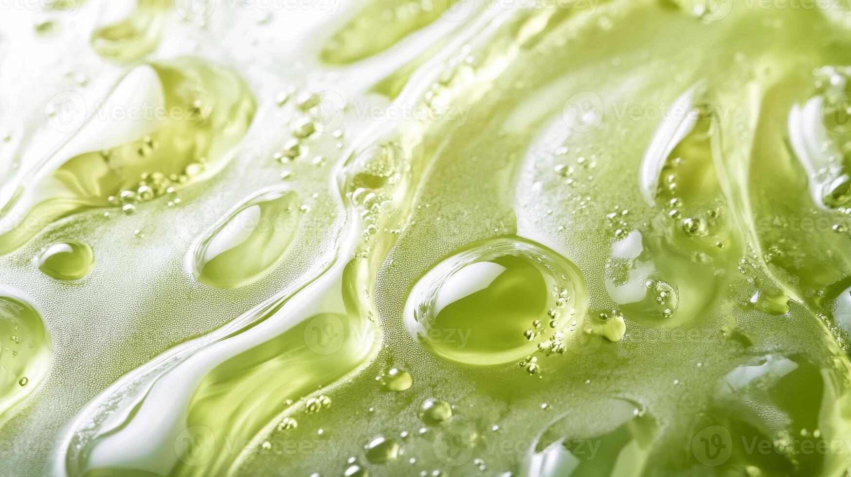 This closeup shows a vibrant green serum with droplets that highlight its organic properties, making it ideal for skincare routines and enhancing overall wellness and health benefits photo