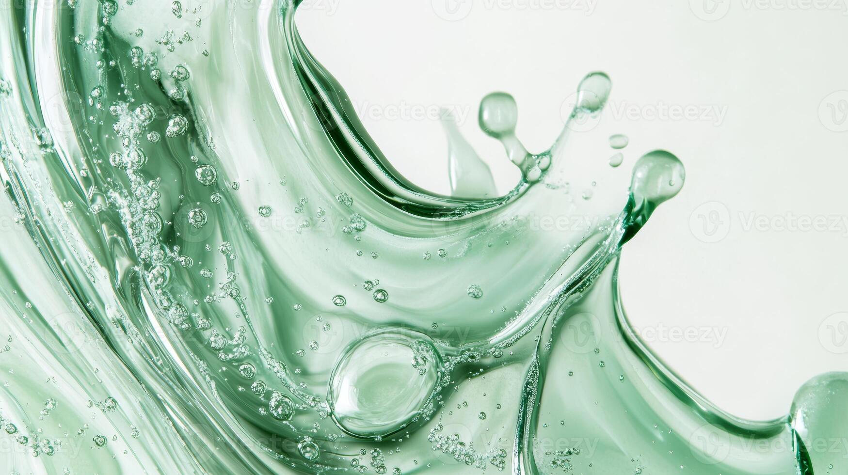 Explore the vibrant details of this closeup of a green cosmetic serum, highlighting its energetic bubbles and textures crucial for skincare goals and overall wellness with effective products photo