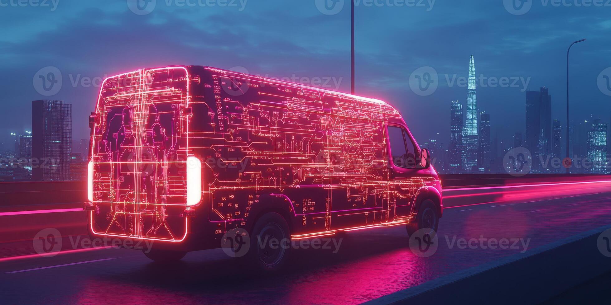 This advanced selfdriving van uses cuttingedge technology for efficient urban package delivery and offers convenient tracking via a userfriendly smartphone app to enhance the experience photo