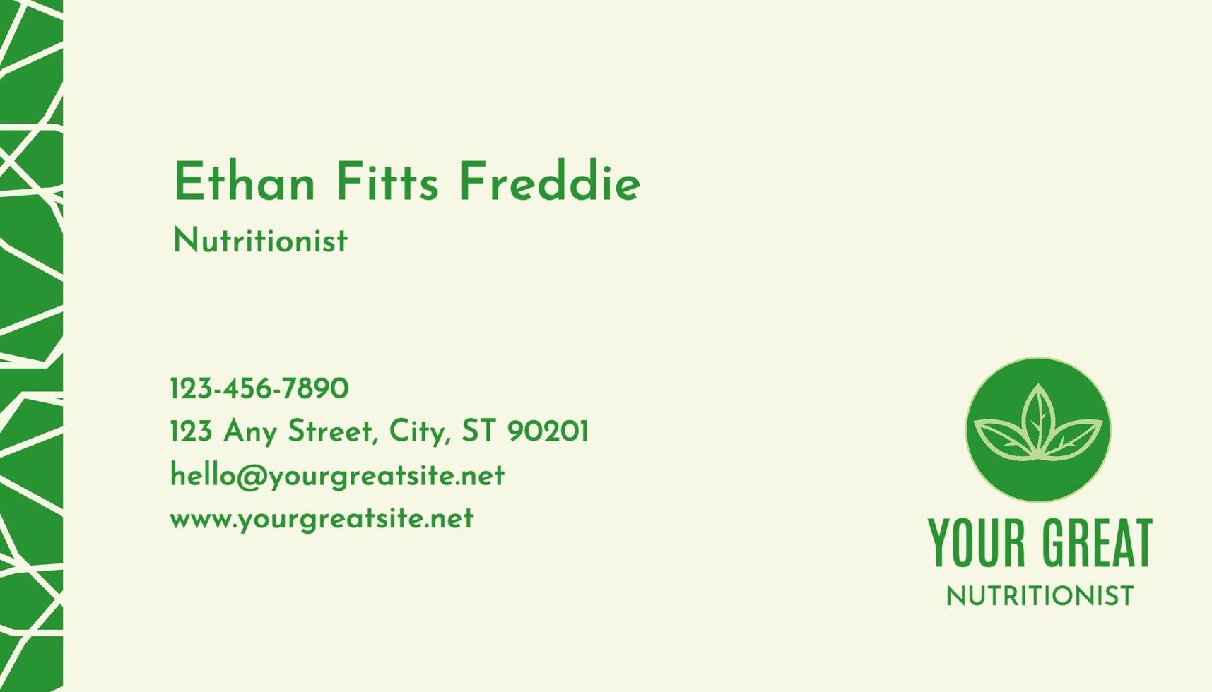 Nutritionist Business Card template