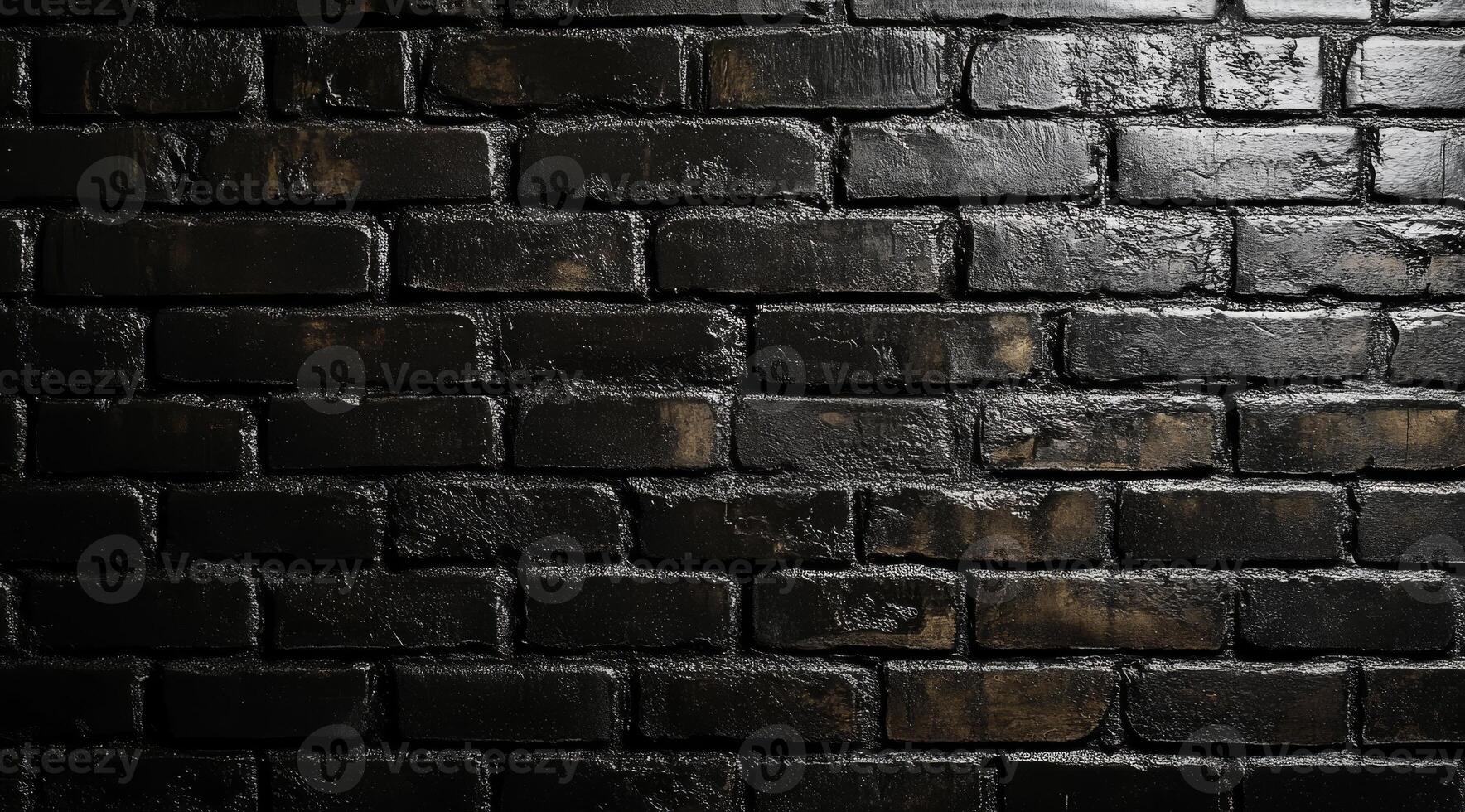 A stunning closeup view of a richly textured and visually striking black brick wall, showcasing intricate patterns and deep shadows in a uniquely beautiful abstract and minimalistic artistic style photo
