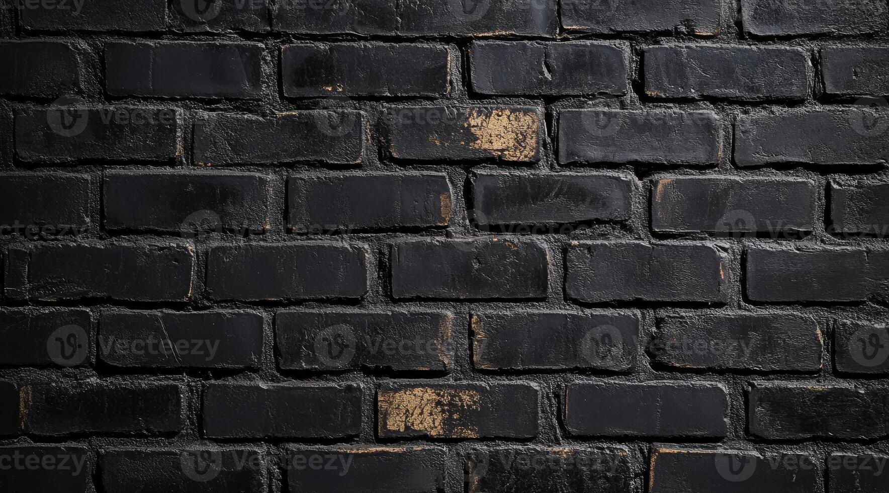 This closeup image features a textured black brick wall with intriguing highlights, making it ideal for minimalistic backgrounds in graphic design, photography, and interior decor photo