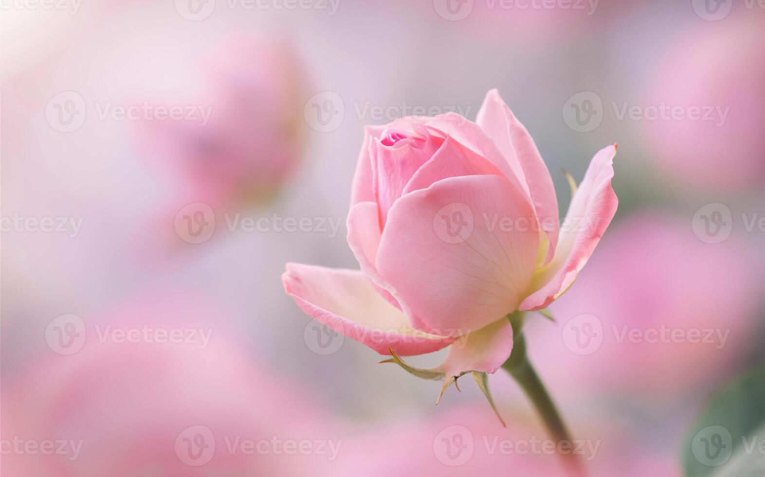 Single Pink Rosebud in Early Bloom for a Romantic Valentine Background photo