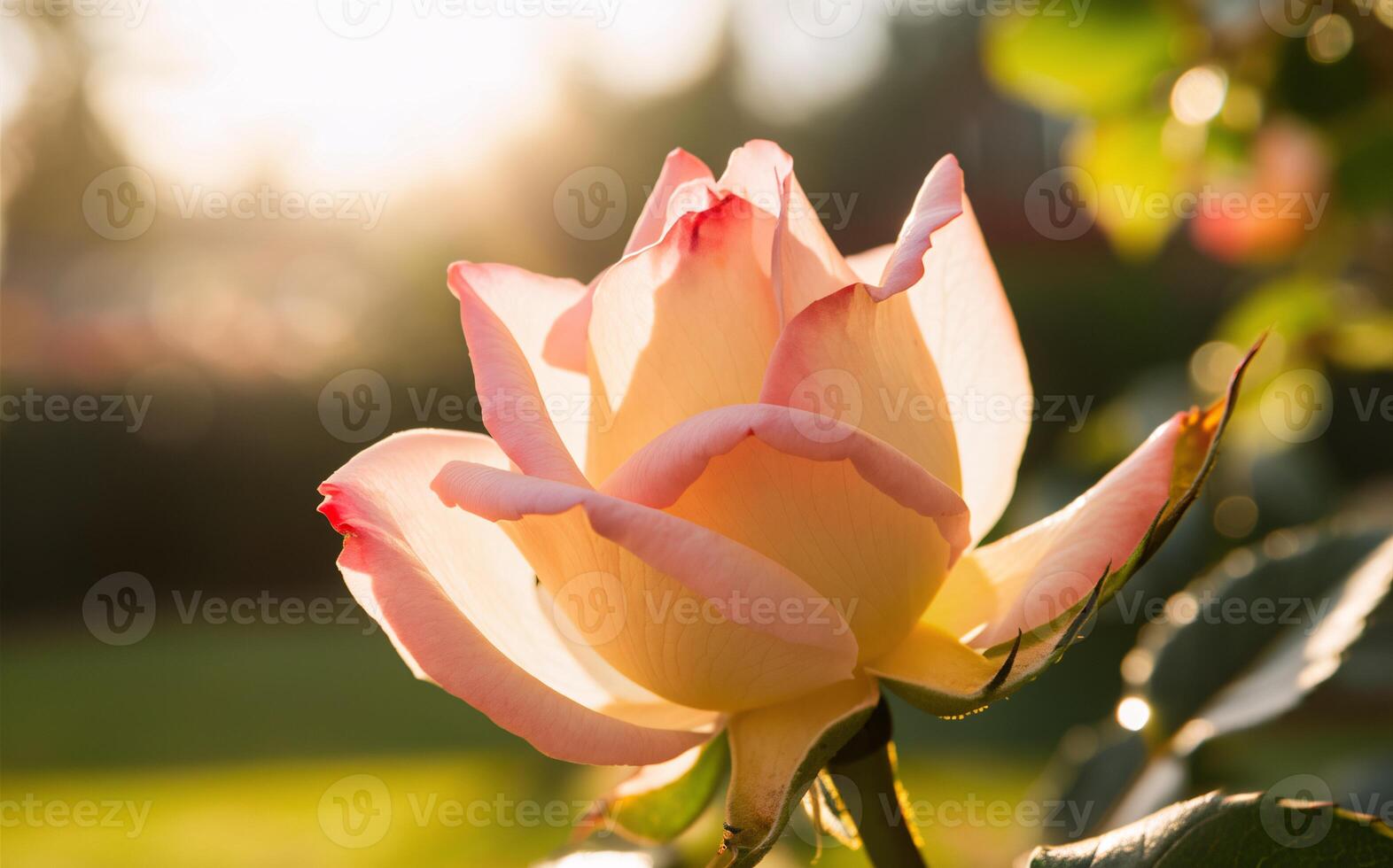 Rosebud in Sunlight Unfurling for a Romantic Valentine Background photo
