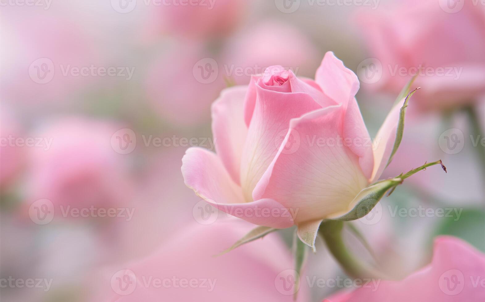 Single Pink Rosebud in Early Bloom for a Romantic Valentine Background photo