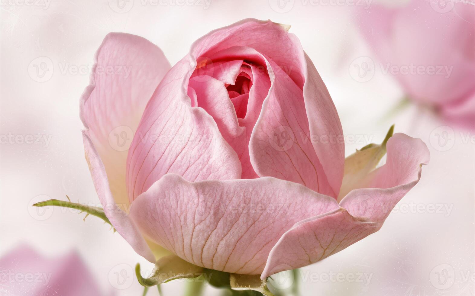 Single Pink Rosebud in Early Bloom for a Romantic Valentine Background photo