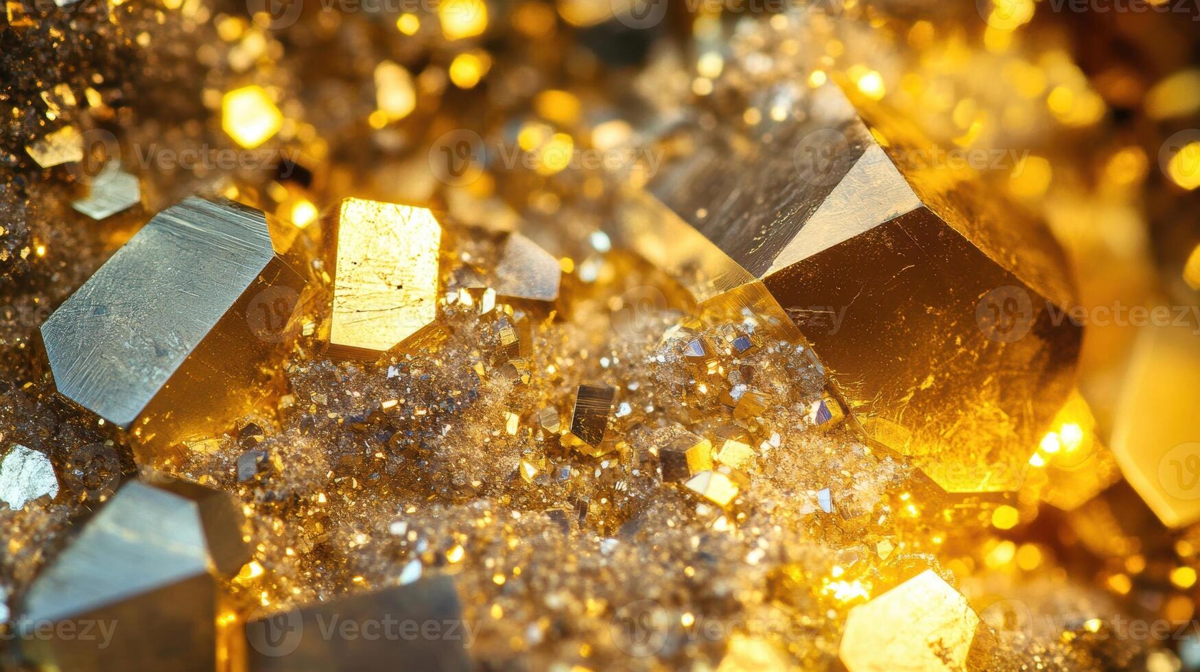 Polished pyrite crystals with metallic luster photo