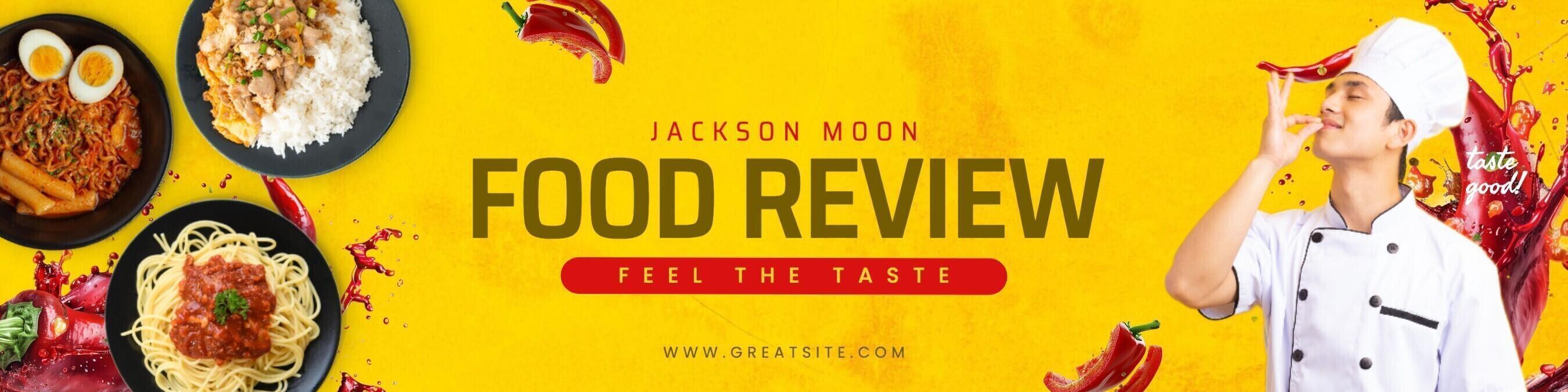 Yellow Minimalist Food Review Linkedin Banner template