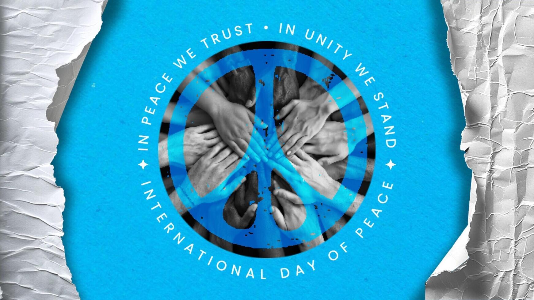 International Day of Peace with People Holding Hands Together for Mobile Facebook Cover template