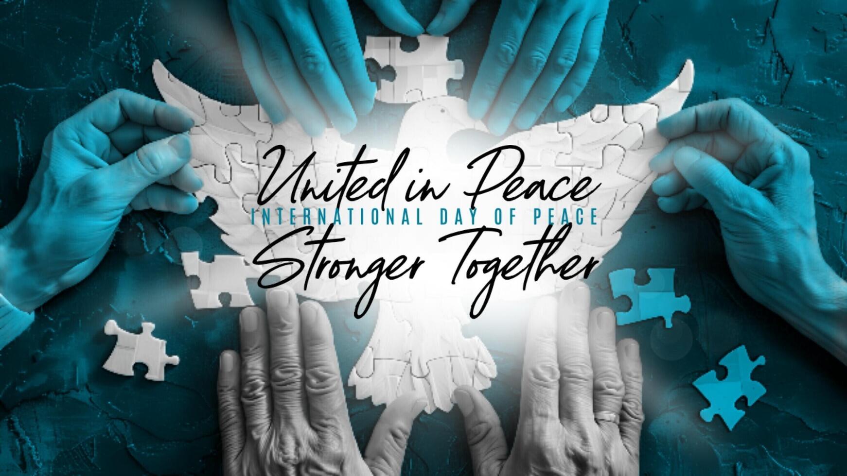 International Day of Peace with Dove Puzzle for Mobile Facebook Cover template