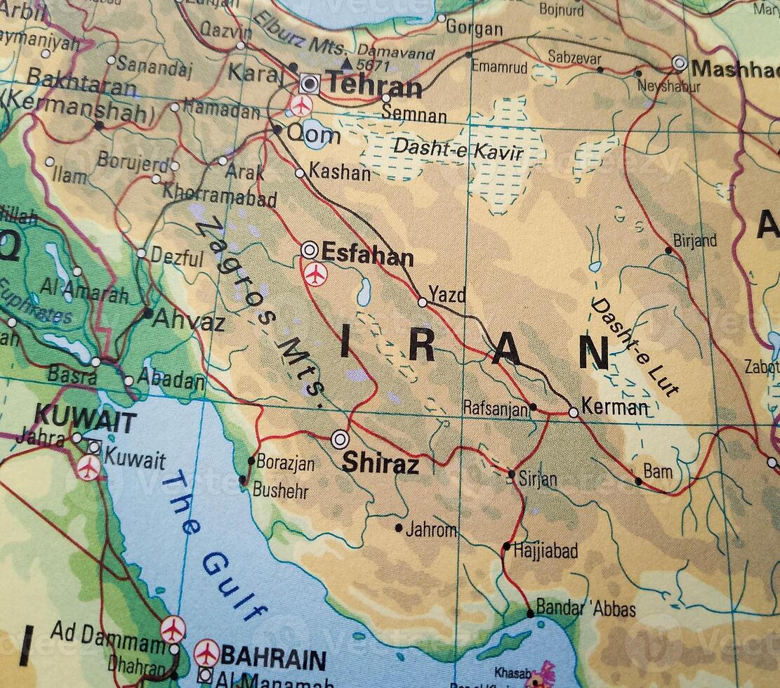 Closeup view of map - Iran Map Background photo
