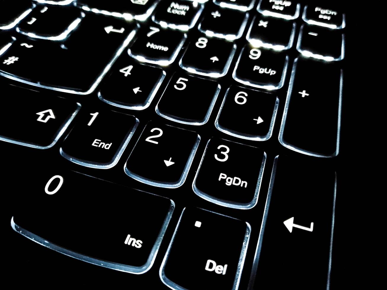 Closup View of Computer Keyboard with backlit keys photo