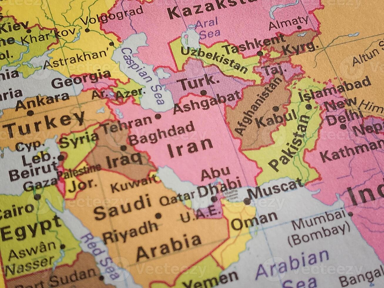 Closeup view of map - Iran - Turk Map Background photo