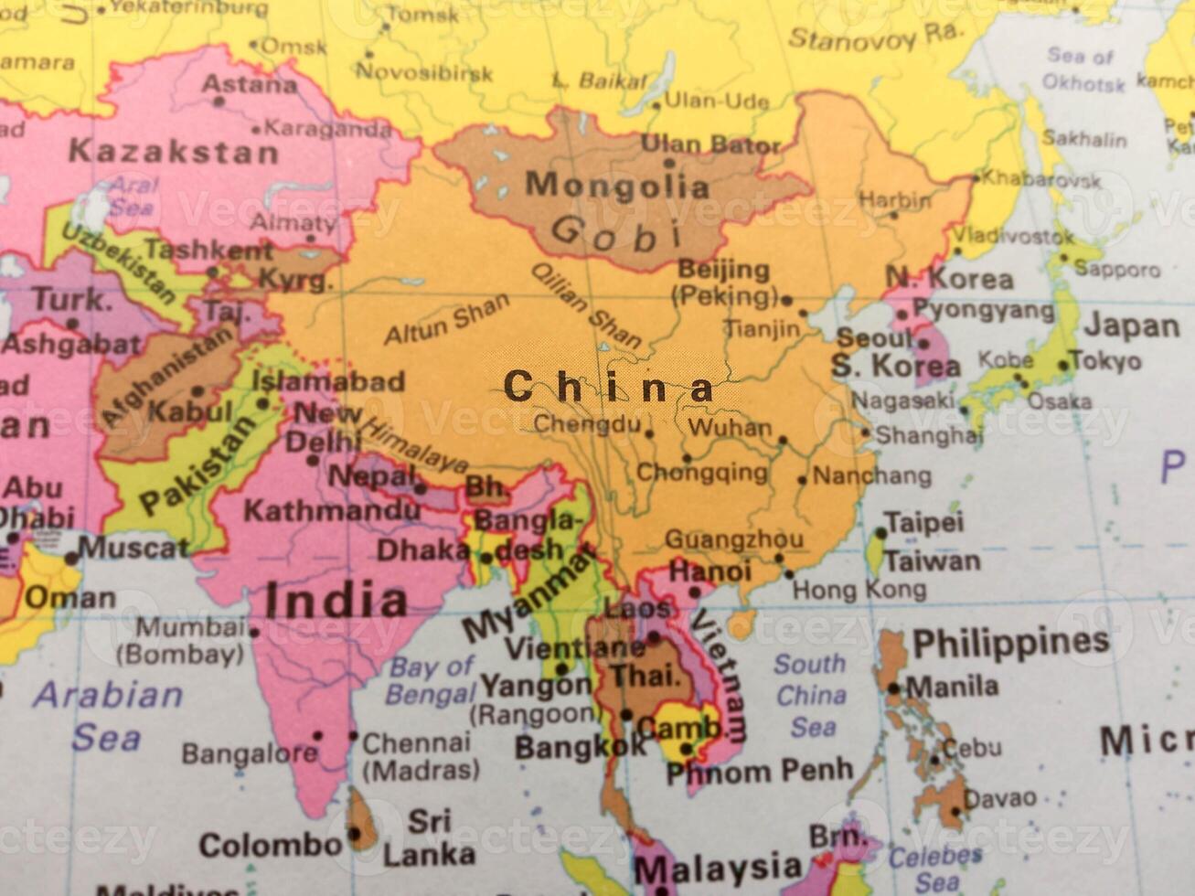 Closeup view of map - China Map Background photo