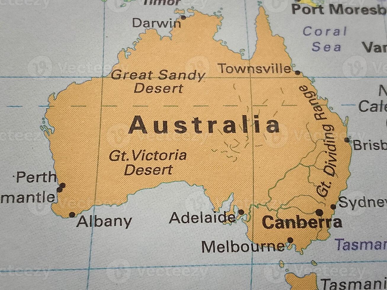 Closeup view of map - Australia Map Background photo