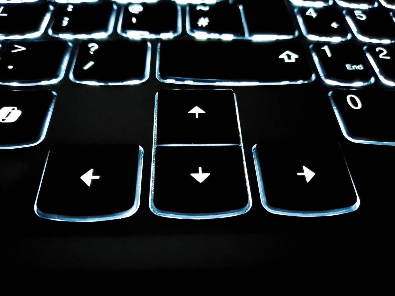 Closup View of Computer Keyboard with backlit keys photo