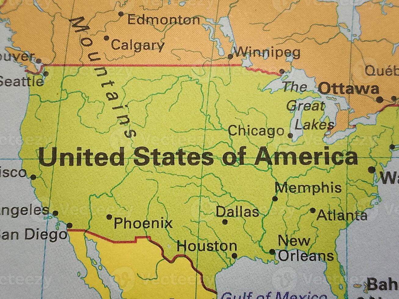 Closeup view of map - USA Map Background photo