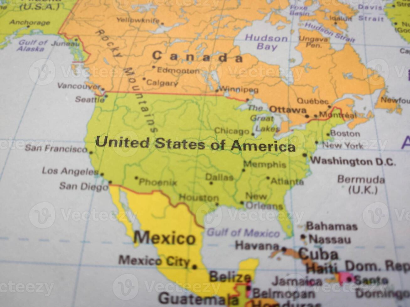 Closeup view of map - USA Map Background photo