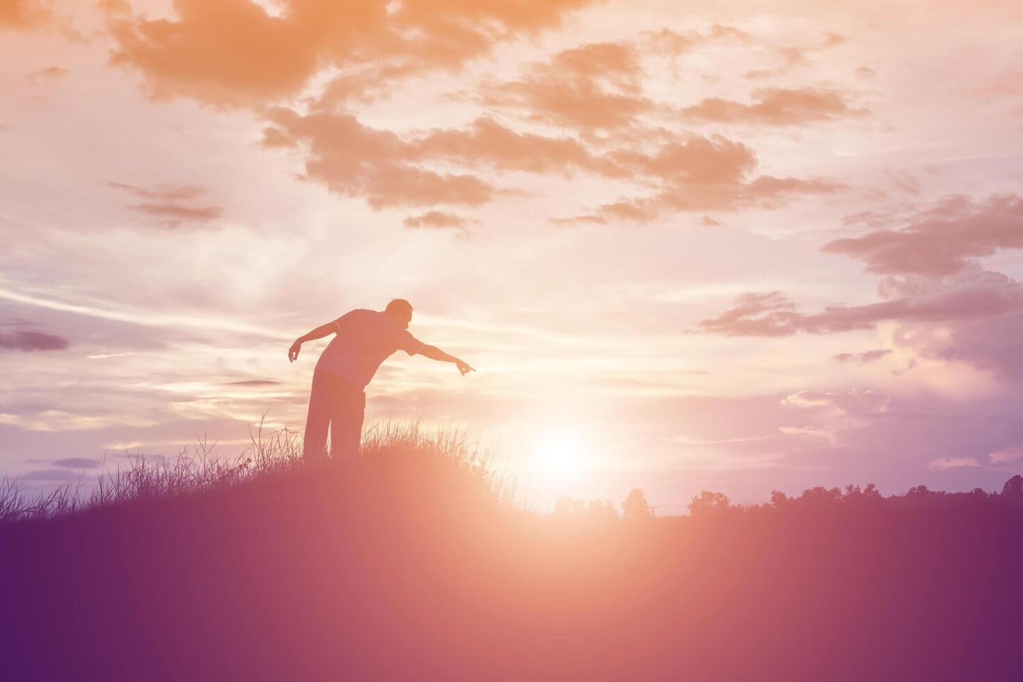 Man in the sunset photo
