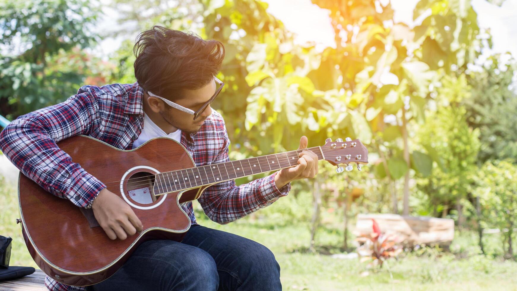Playing perfect riff. photo
