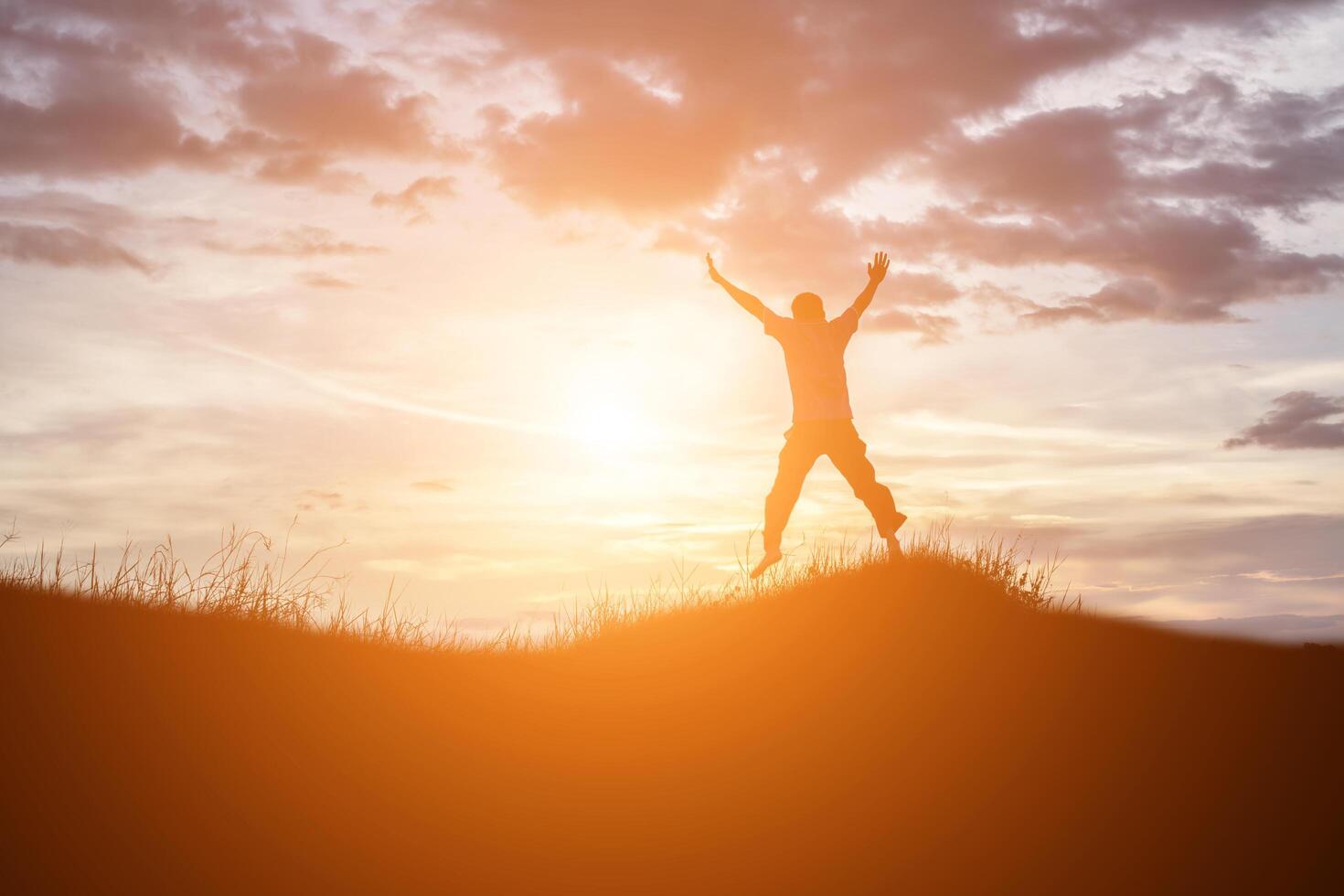 Man in the sunset photo