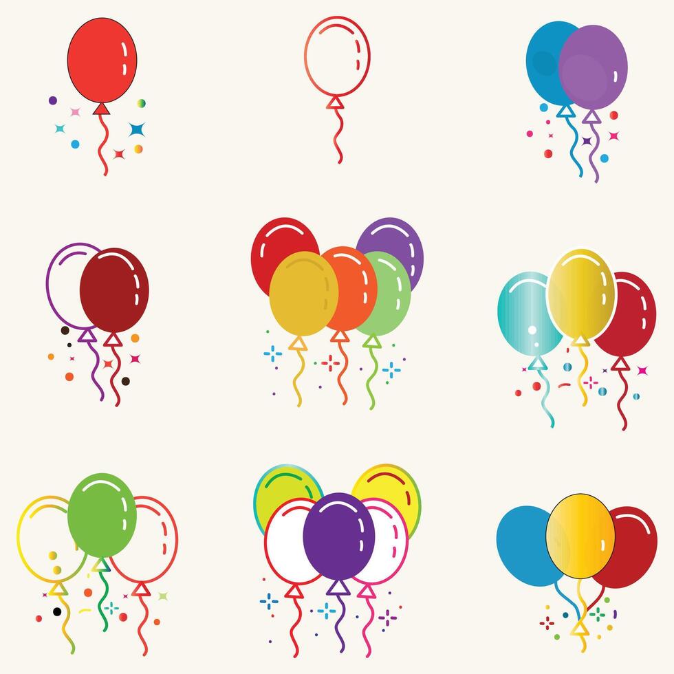 Colorful Balloon design sets collection. vector