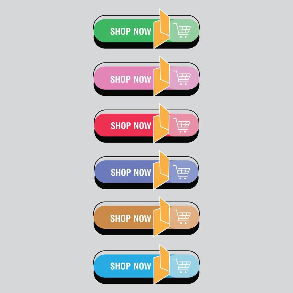 Shop now button sets collection. vector