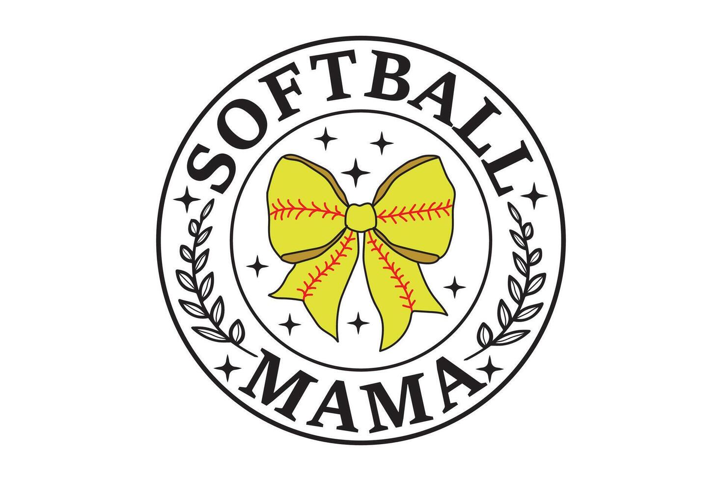 Coquette Softball Mama Bow Game Day EPS T-shirt Design vector